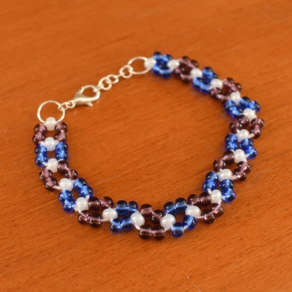 Navy Magenta Beaded Bracelet